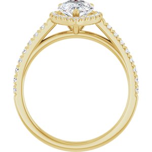 14K Yellow Gold 8x6 mm Pear French-Set Halo-Style Engagement Ring. 123227:1115:P