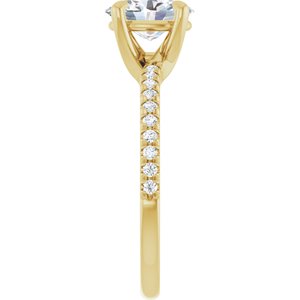 14K Yellow Gold 8x6 mm Oval French-Set Accented Engagement Ring. 123450:990:P