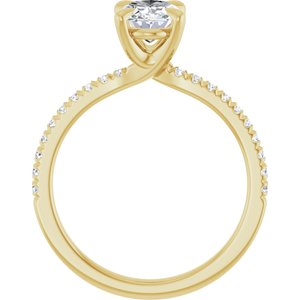 14K Yellow Gold 8x6 mm Oval French-Set Accented Engagement Ring. 123450:990:P