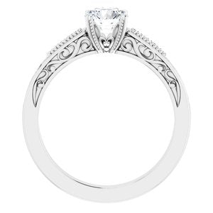 14K White Gold 5.8 mm Round .03 CTW Diamond Accented Sculptural Engagement Ring. 123815:604:P
