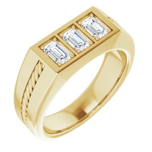 14K Yellow Gold 5 x 3 mm Emerald Men's Band. 9857:421:P