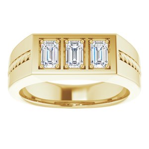 14K Yellow Gold 5 x 3 mm Emerald Men's Band. 9857:421:P
