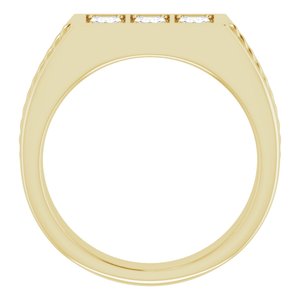 14K Yellow Gold 5 x 3 mm Emerald Men's Band. 9857:421:P