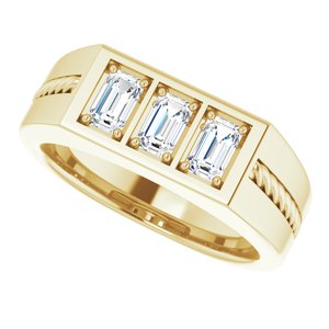 14K Yellow Gold 5 x 3 mm Emerald Men's Band. 9857:421:P