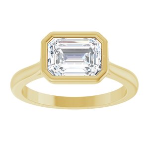 14K Yellow Gold 8x6 mm Emerald .07 CTW Diamond Bezel-Set Hidden Halo-Style Engagement Ring. 123979:613:P
