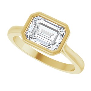 14K Yellow Gold 8x6 mm Emerald .07 CTW Diamond Bezel-Set Hidden Halo-Style Engagement Ring. 123979:613:P