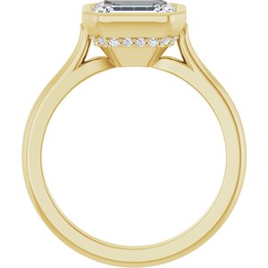 14K Yellow Gold 8x6 mm Emerald .07 CTW Diamond Bezel-Set Hidden Halo-Style Engagement Ring. 123979:613:P