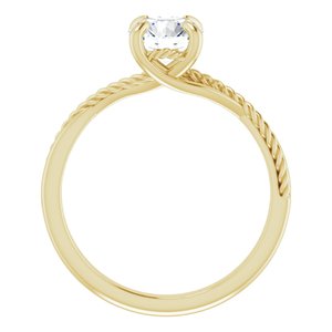 14K Yellow Gold 6.5 mm Round Solitaire Rope Engagement Ring. 124086:112:P