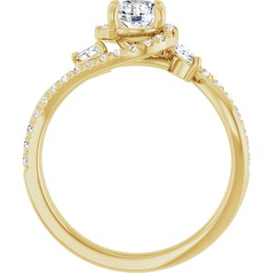 14K Yellow Gold 5.2 mm Round French-Set Accented Bypass Engagement Ring. 124059:102:P