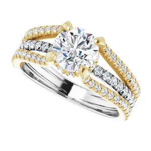 14K White/Yellow Gold 6.5 mm Round 1/2 CTW Diamond Hidden Halo-Style Accented Engagement Ring. 124019:615:P