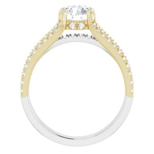 14K White/Yellow Gold 6.5 mm Round 1/2 CTW Diamond Hidden Halo-Style Accented Engagement Ring. 124019:615:P