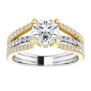 14K White/Yellow Gold 6.5 mm Round 1/2 CTW Diamond Hidden Halo-Style Accented Engagement Ring. 124019:615:P