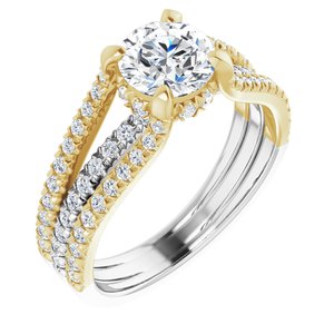 14K White/Yellow Gold 6.5 mm Round 1/2 CTW Diamond Hidden Halo-Style Accented Engagement Ring. 124019:615:P
