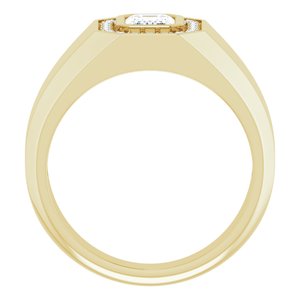 14K Yellow Gold 7x5 mm Emerald Men's Ring. 9855:646:P