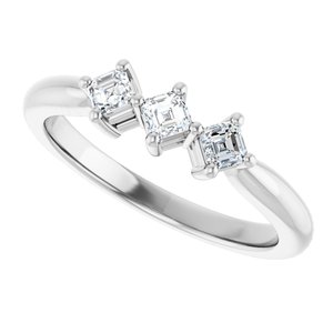14K White Gold  2.6 mm Asscher Anniversary Band. 124031:540:P