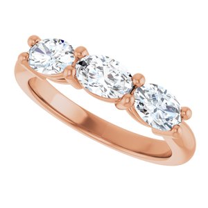 14K Rose Gold  6x4 mm Oval Anniversary Band. 124031:419:P