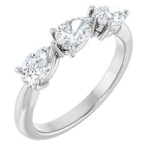 14K White Gold  6x4 mm Pear Anniversary Band. 124031:1035:P