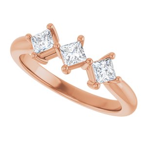 14K Rose Gold  3 mm Square Anniversary Band. 124031:704:P