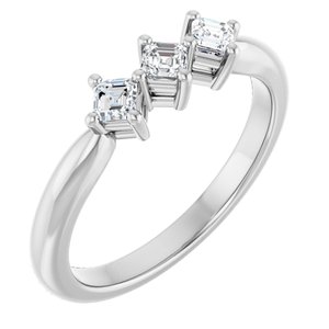 14K White Gold  2.6 mm Asscher Anniversary Band. 124031:540:P