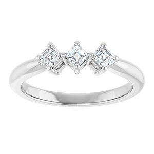 14K White Gold  2.6 mm Asscher Anniversary Band. 124031:540:P