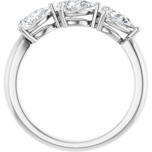 14K White Gold  6x4 mm Pear Anniversary Band. 124031:1035:P