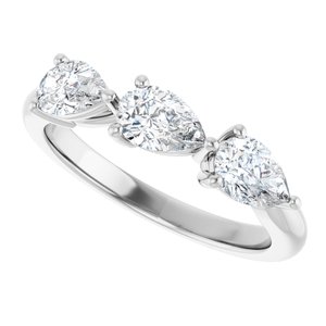 14K White Gold  6x4 mm Pear Anniversary Band. 124031:1035:P
