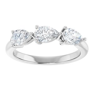 14K White Gold  6x4 mm Pear Anniversary Band. 124031:1035:P