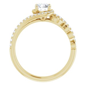 14K Yellow Gold 5.2 mm Round Accented Sculptural Engagement Ring. 124028:151:P