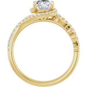 14K Yellow Gold 8x6 mm Oval Accented Sculptural Engagement Ring. 124028:361:P