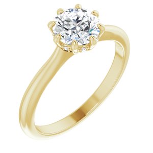 14K Yellow Gold 6.5 mm Round .02 CTW Diamond 8-Prong Hidden Halo-Style Engagement Ring. 124140:609:P