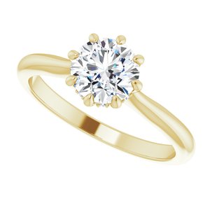 14K Yellow Gold 6.5 mm Round .02 CTW Diamond 8-Prong Hidden Halo-Style Engagement Ring. 124140:609:P
