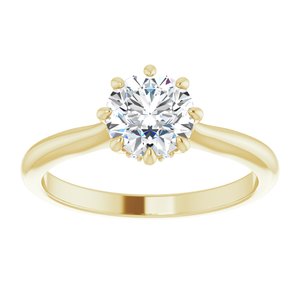 14K Yellow Gold 6.5 mm Round .02 CTW Diamond 8-Prong Hidden Halo-Style Engagement Ring. 124140:609:P
