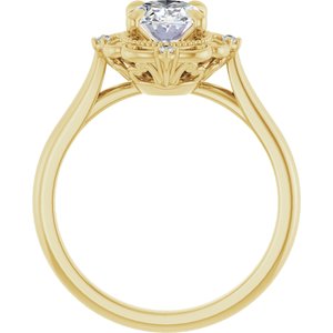14K Yellow Gold 8x6 mm Oval Accented Vintage-Inspired Engagement Ring. 124061:345:P