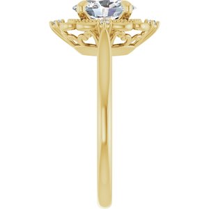 14K Yellow Gold 8x6 mm Oval Accented Vintage-Inspired Engagement Ring. 124061:345:P