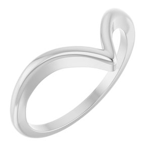 14K White Gold V Ring. 651812:70001:P