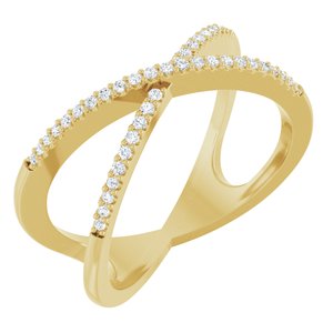 14K Yellow Gold 1/6 CTW Diamond Criss-Cross Ring