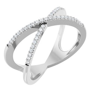 14K White Gold 1/6 CTW Diamond Criss-Cross Ring