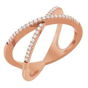 14K Rose Gold 1/6 CTW Diamond Criss-Cross Ring