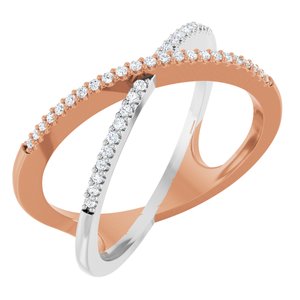 14K Rose/White Gold 1/6 CTW Diamond Criss-Cross Ring. 651752:60004:P