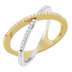 14K Yellow/White Gold 1/6 CTW Diamond Criss-Cross Ring. 651752:60003:P