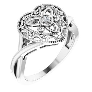 Sterling Silver .025 CTW Diamond Heart Ring