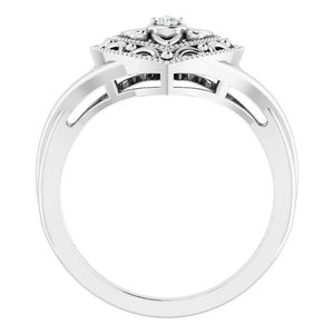 Sterling Silver .025 CTW Diamond Heart Ring