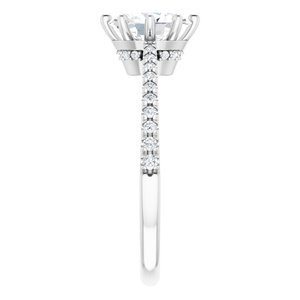 14K White Gold 8x6 mm Oval 1/6 CTW Diamond Hidden Halo-Style Accented Engagement Ring. 124151:123:P