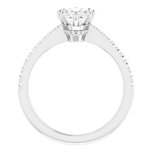 14K White Gold 8x6 mm Oval 1/6 CTW Diamond Hidden Halo-Style Accented Engagement Ring. 124151:123:P
