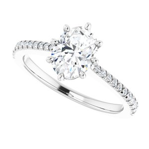 14K White Gold 8x6 mm Oval 1/6 CTW Diamond Hidden Halo-Style Accented Engagement Ring. 124151:123:P