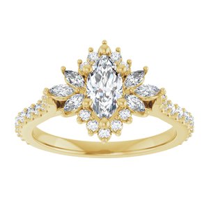 14K Yellow Gold 8x4 mm Marquise 1/2 CTW Diamond Halo-Style Accented Engagement Ring. 123770:601:P