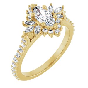 14K Yellow Gold 8x4 mm Marquise 1/2 CTW Diamond Halo-Style Accented Engagement Ring. 123770:601:P