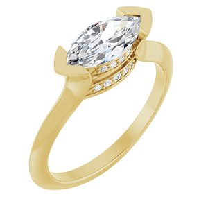 14K Yellow Gold 10x5 mm Marquise .05 CTW Diamond V-Prong Hidden Halo-Style Engagement Ring. 124283:113:P