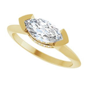 14K Yellow Gold 10x5 mm Marquise .05 CTW Diamond V-Prong Hidden Halo-Style Engagement Ring. 124283:113:P