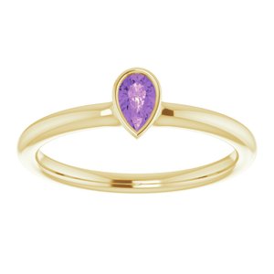 14K Yellow Gold Natural Amethyst Stackable Ring